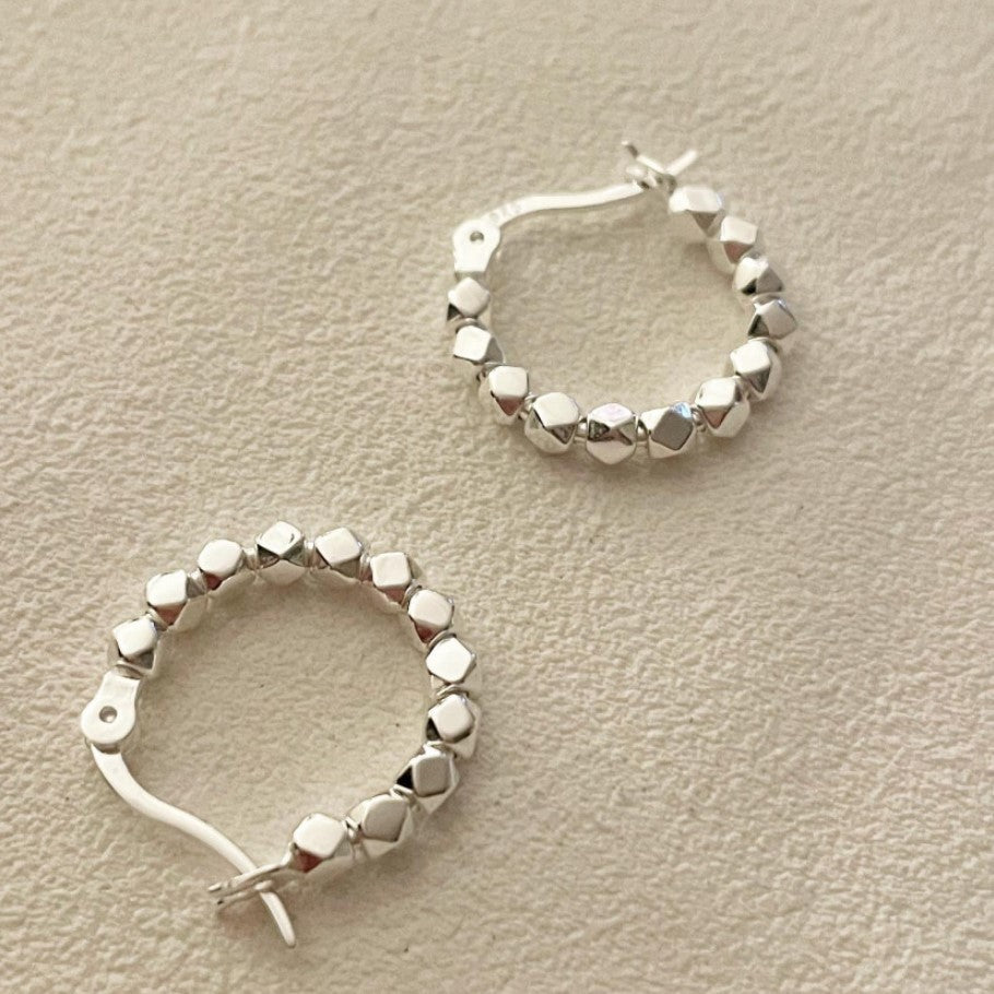 Minimalist Star-Shaped S925 Sterling Silver Hoop Earrings with Dot and Geometric Accents