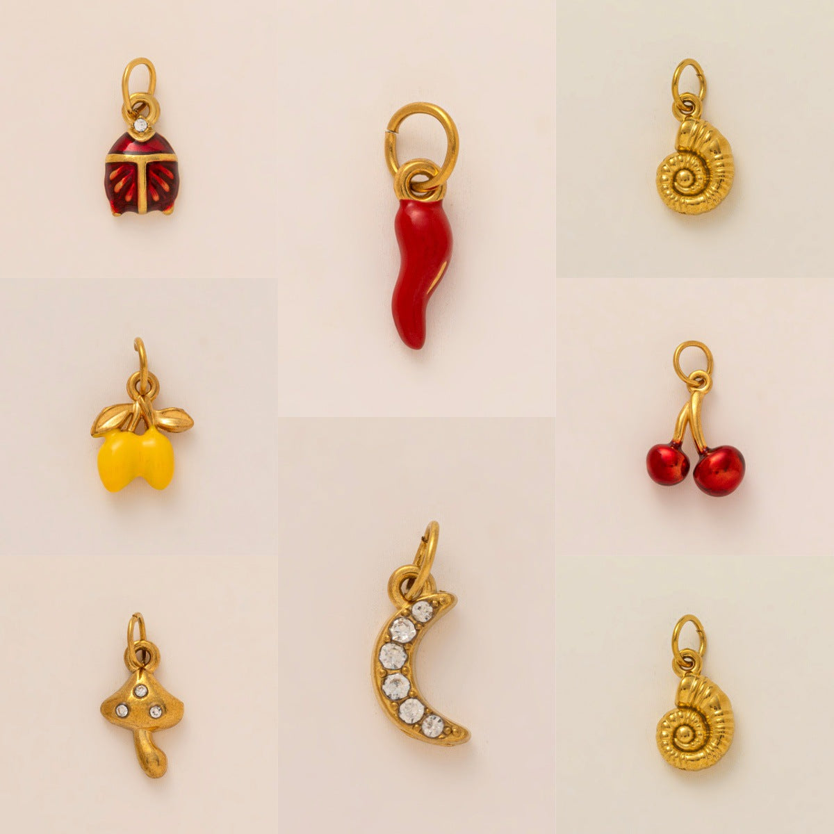 Vintage 18K Gold Plated Stainless Steel PVD Fruit Series DIY Charm Bar