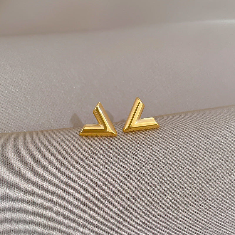 Minimalist Titanium Steel Geometric Stud Earrings for Women