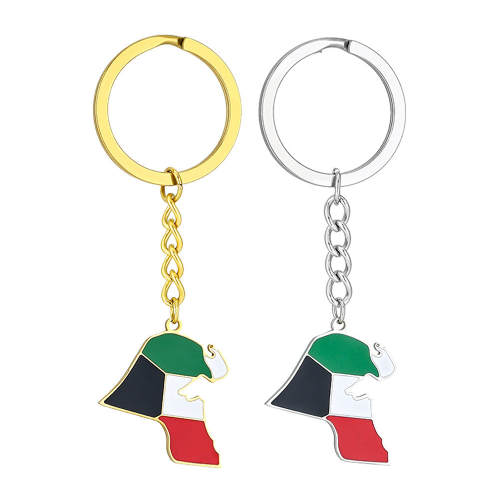 Colgante de Llavero de Acero Inoxidable con Esmalte en Forma de Corazón Estilo Étnico para Hombres y Mujeres