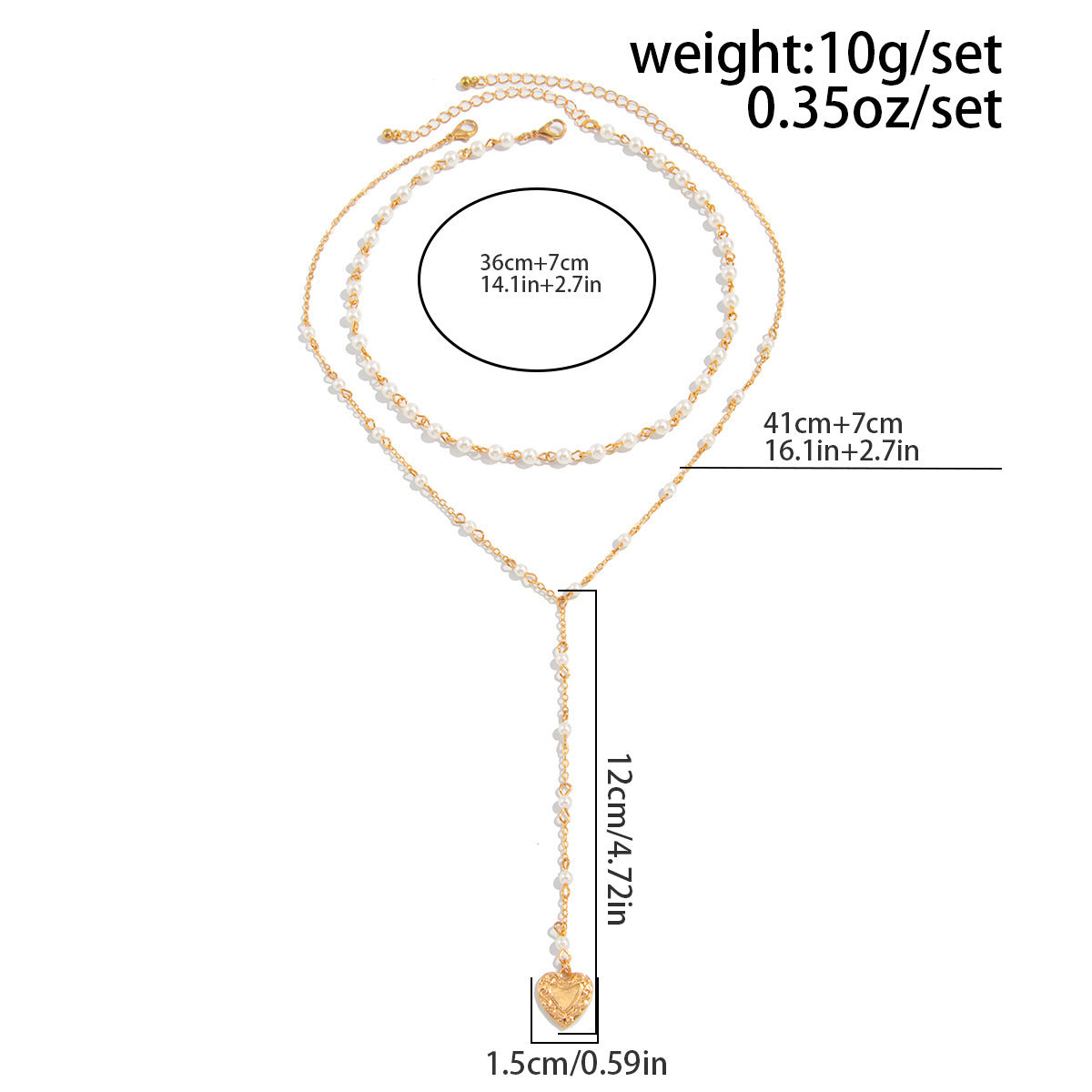 Elegant Casual Alloy Cross Heart Pendant Multi-layer Y-Necklace with Beads for Women