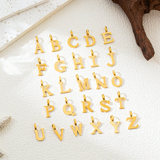 Minimalist Titanium Steel 18K Gold Plated PVD Letter Charm Bar