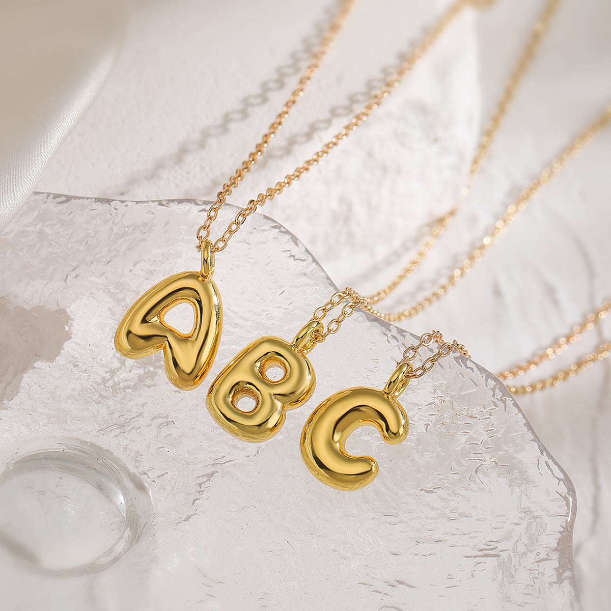 Minimalist Letter-Shaped Copper Pendant Necklace with Real Gold Plating for Women
