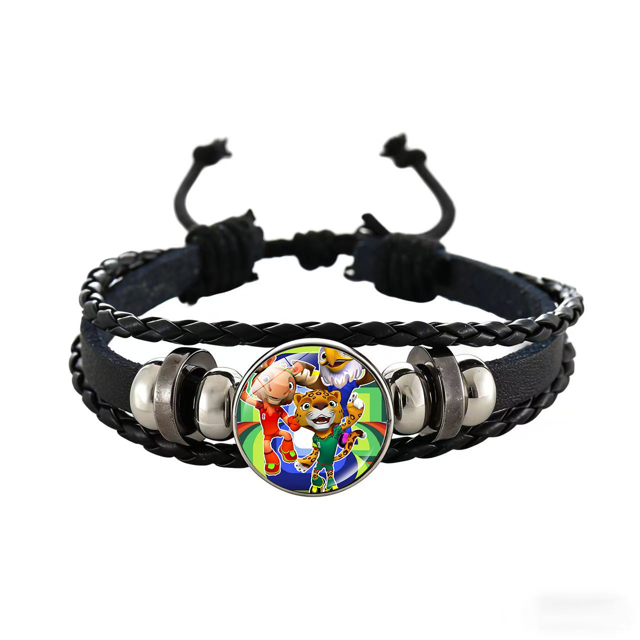 Unisex Cartoon Geometric Leather Bracelet Adjustable Wristband