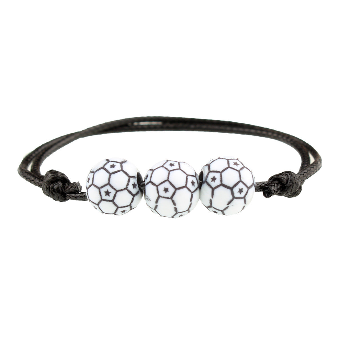 Sporty Geometric Acrylic Ball Beaded Bracelet Unisex Handmade Waxed Cord