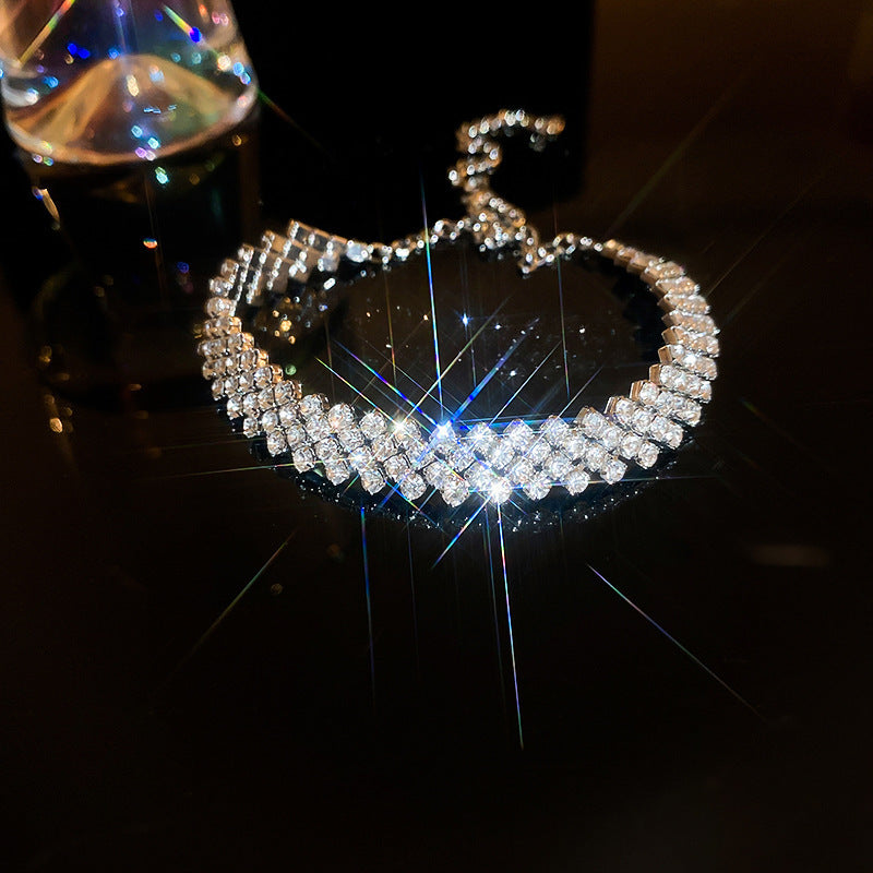 Vintage Luxury Floral Rhinestone Inlay Plated Brass Bracelet for Women
