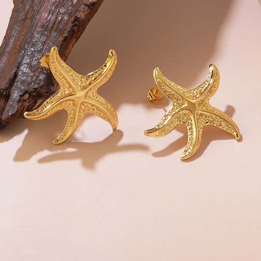 Minimalist Star Geometric Titanium Steel Plated Earrings
