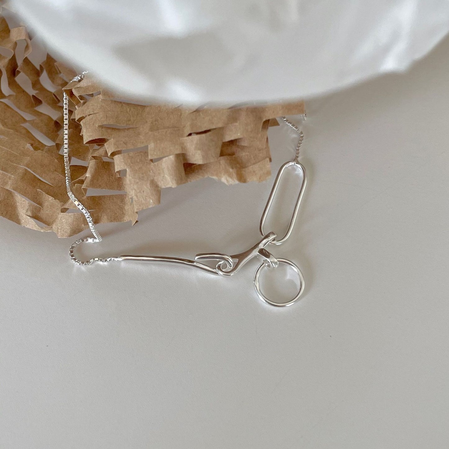 Minimalist 925 Sterling Silver Geometric Box Chain Necklace