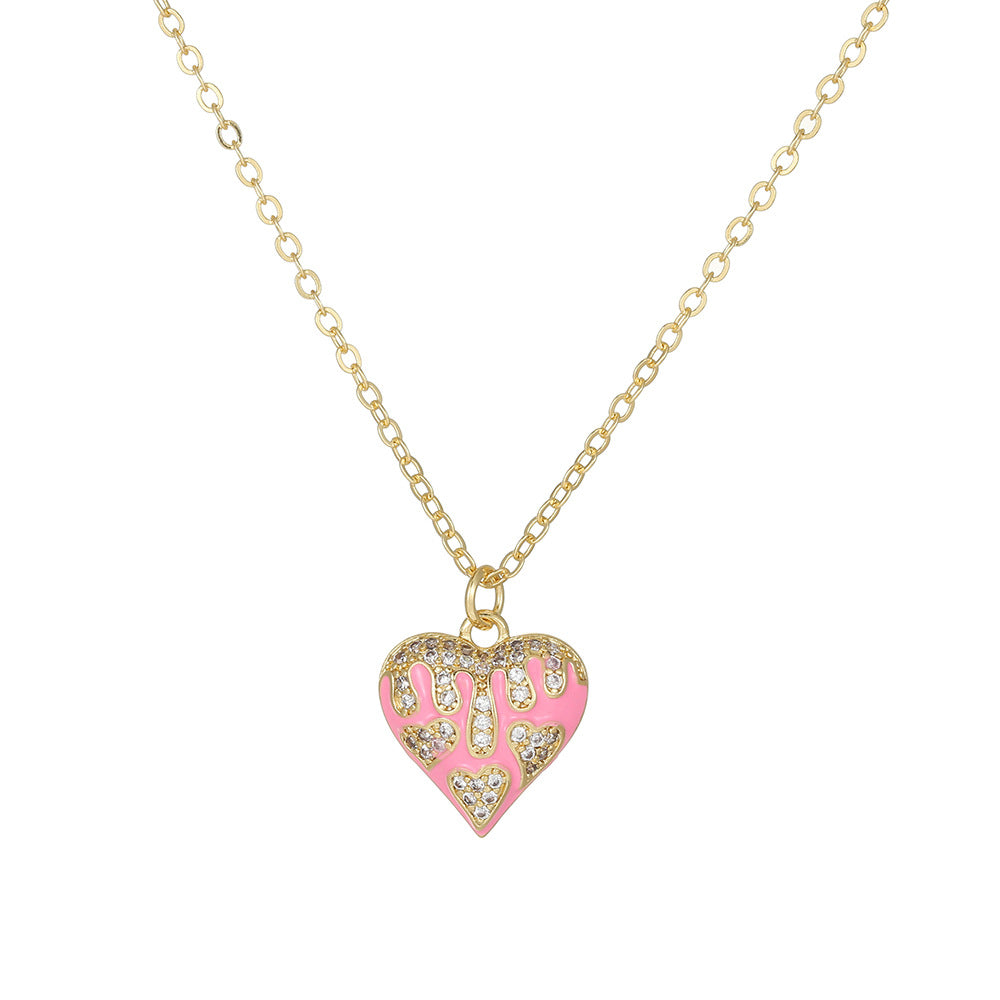 Elegant Heart Brass Micro-Paved Cubic Zirconia Pendant Necklace for Women