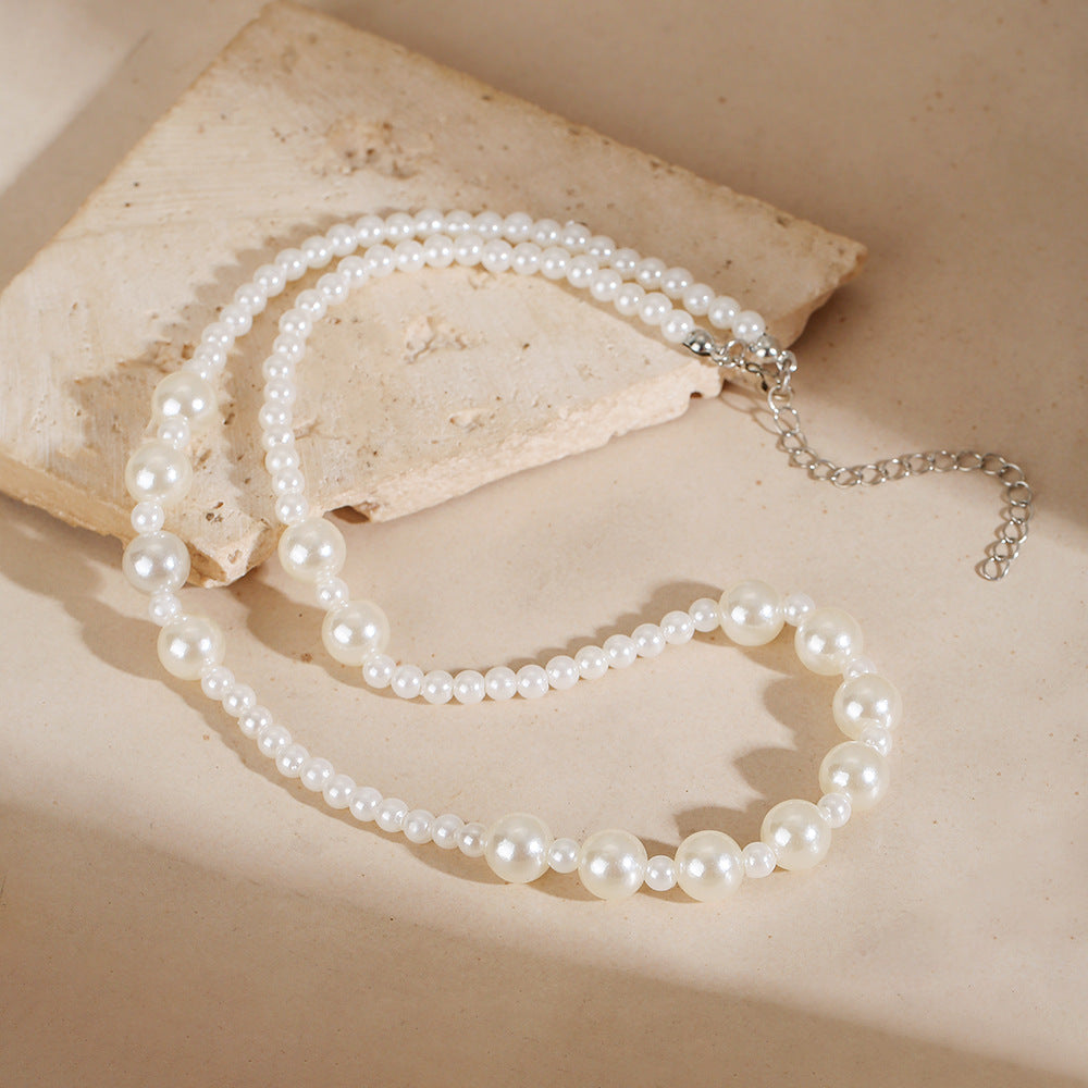 Minimalist Elegant Multi-Layer Round Pearl Necklace Long Cable Chain Sweater Chain for Women and Men