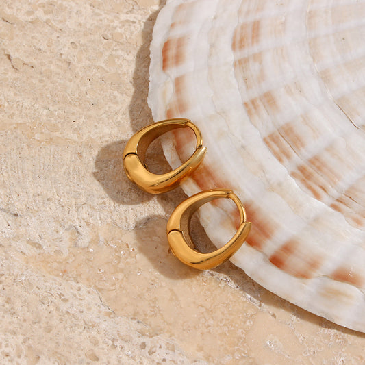 Pendientes de acero inoxidable geométricos minimalistas de moda con forma de pera y baño de oro de 18 quilates para mujer