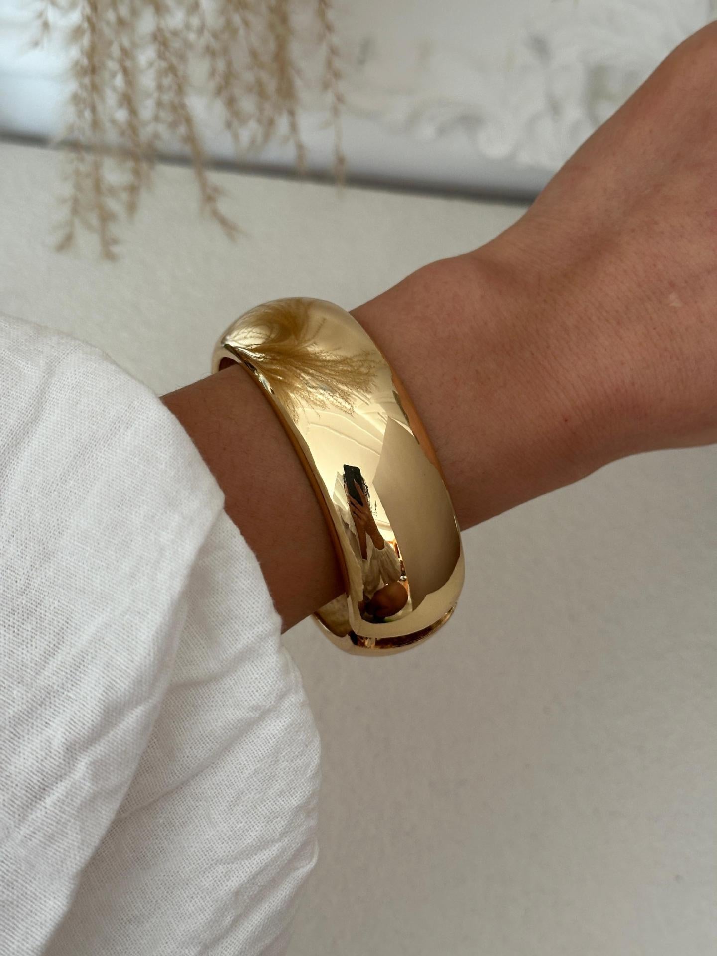 Punk Minimalist Round Geometric Plated Alloy Cuff Bracelet
