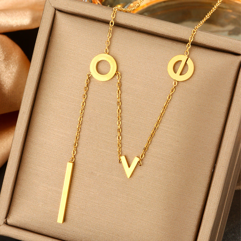 Minimalist Titanium Steel Pearl Necklace with Heart Star and Floral Pendants for Women