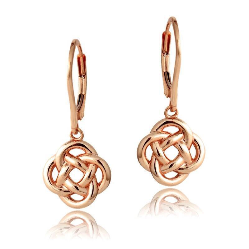 Minimalist Celtic Knot Stainless Steel Drop Earrings with Floral and Geometric Design for Women