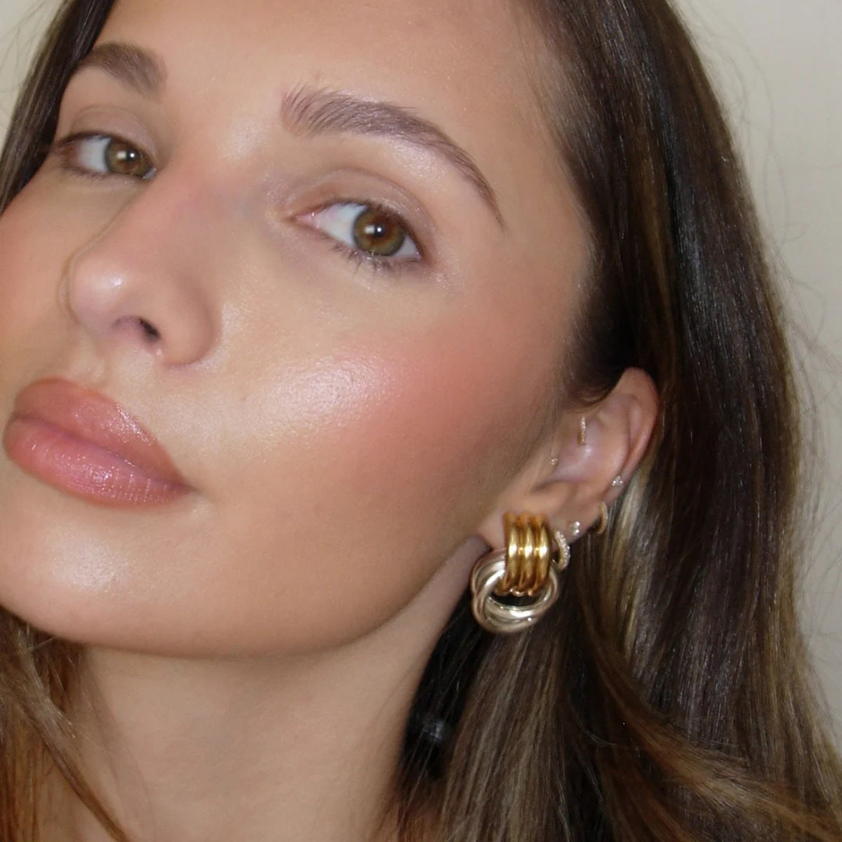 Minimalist Two-Tone Gold and Silver Plated Stainless Steel Round Hoop Earrings