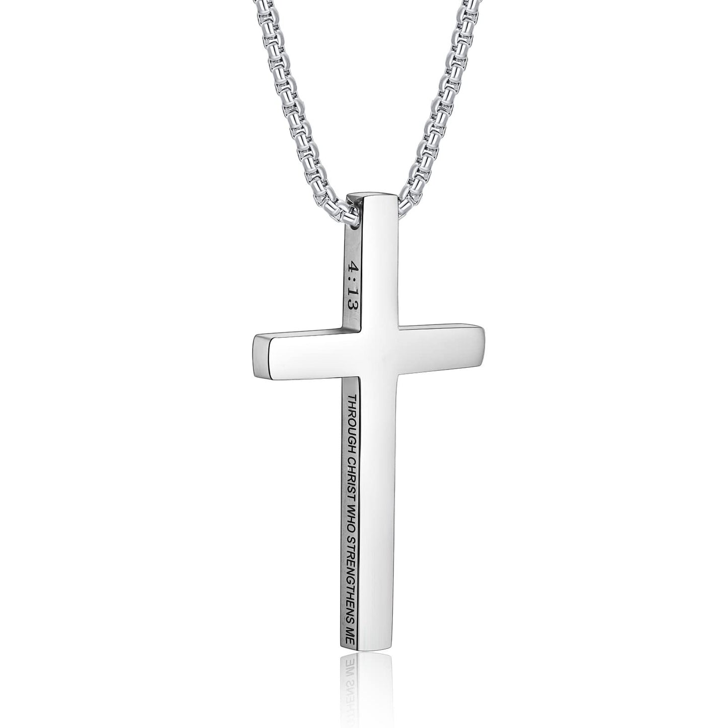 Minimalist Cross Pendant Necklace in Stainless Steel with Polished Titanium Steel Charm for Unisex Daily Wear