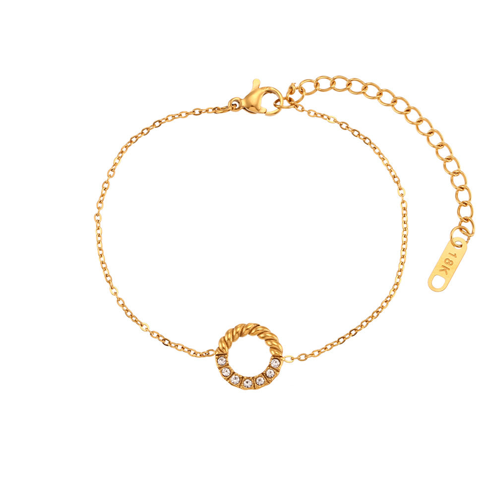 Collana pendente a cerchio ritorto geometrico minimalista in acciaio inossidabile da donna con pendente in acciaio al titanio e finitura galvanica