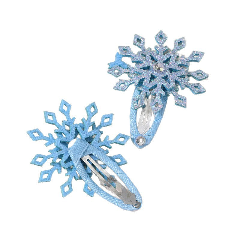 Fermaglio per Capelli a Fiocco di Neve per Bambini con Fiocco in Metallo, Accessorio per Capelli Ispirato a Elsa per Natale