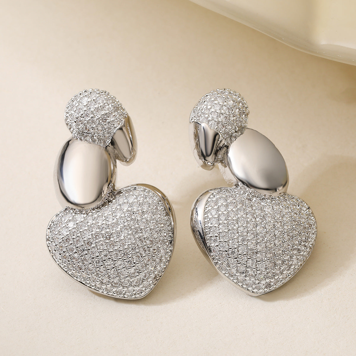 Minimalist Luxury 18K Gold Plated Brass Geometric Cubic Zirconia Irregular Stud Earrings for Women