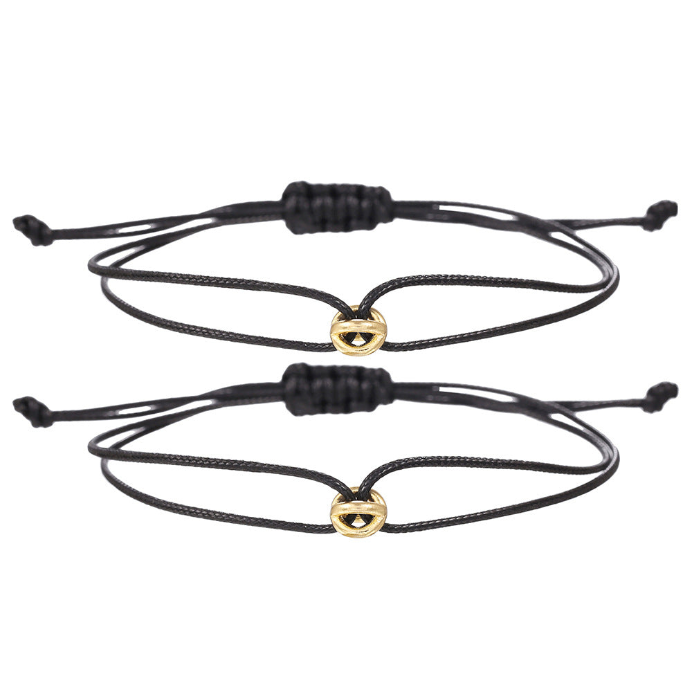 Geometric Round Alloy Lucky Charm Bracelet Set for Unisex