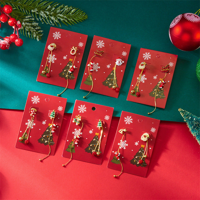 Minimalist Star-Shaped Alloy Christmas Tree and Snowman Dangle Earrings for Women with Electroplated Finish