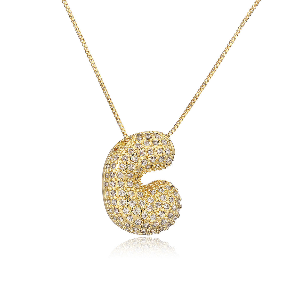 Collana a forma di lettera minimalista in rame placcato oro vero da donna