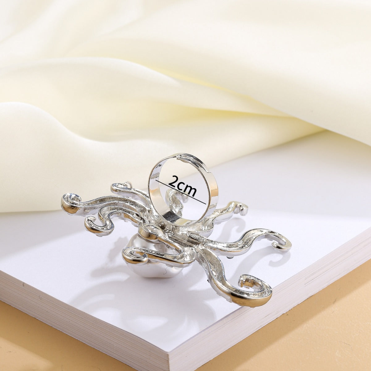 Anillo de pulpo acrílico retro Hip Hop con incrustaciones de diamantes para mujer, banda minimalista ajustable para el dedo índice