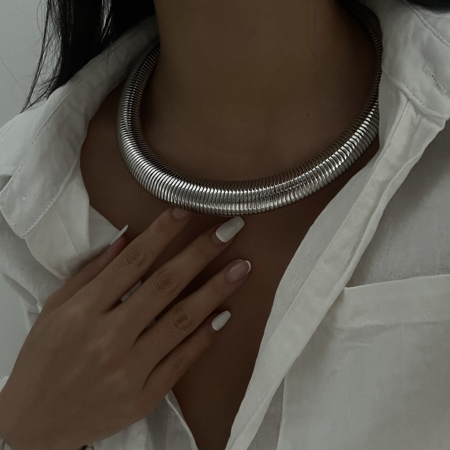 Minimalist Geometric Snake Chain Choker Necklace for Women