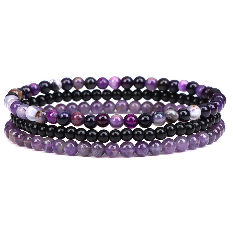 Vintage Minimalist Geometric Agate Beaded Bracelet Unisex Elastic Stretch Handmade Jewelry Set