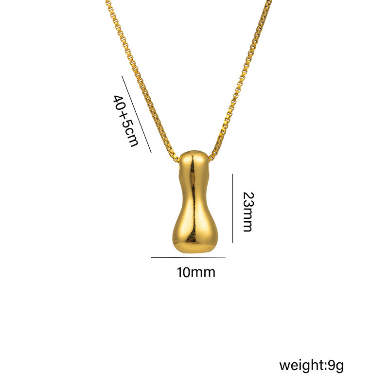 Bonito collar con dije de burbuja en forma de letra Q, estilo Q, de acero de titanio con chapado en oro de 18 quilates para mujer