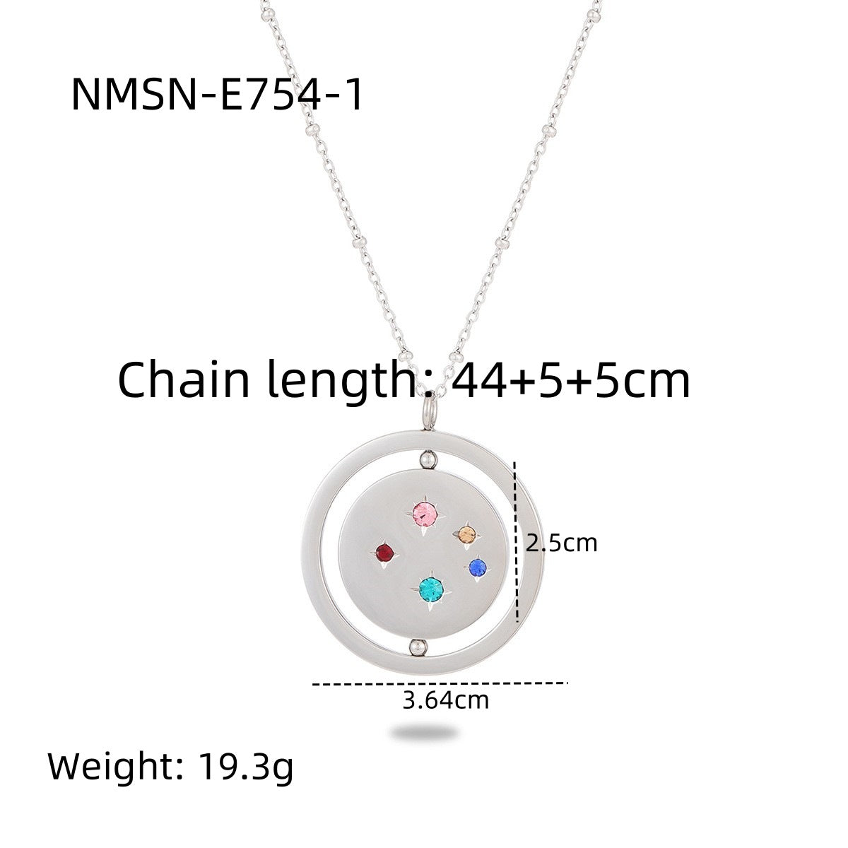 Collana alla moda in stile OL con motivi geometrici in acciaio inossidabile e stelle in zirconia colorata, catena maglione in acciaio al titanio ipoallergenico