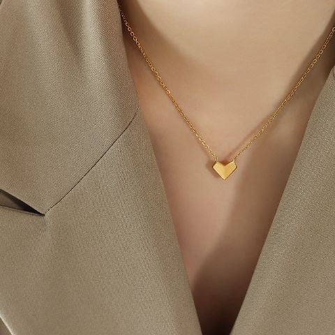 Minimalist Heart Titanium Steel Plated Necklace for Women