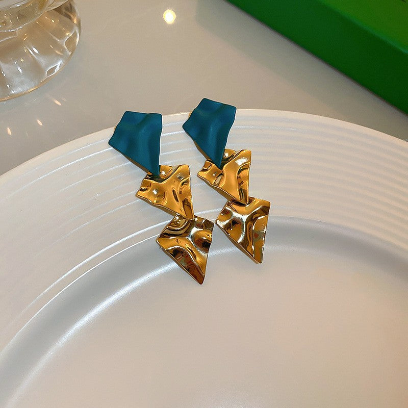Chic Vintage Heart-Shaped Enamel Earrings with 925 Sterling Silver Posts for Women