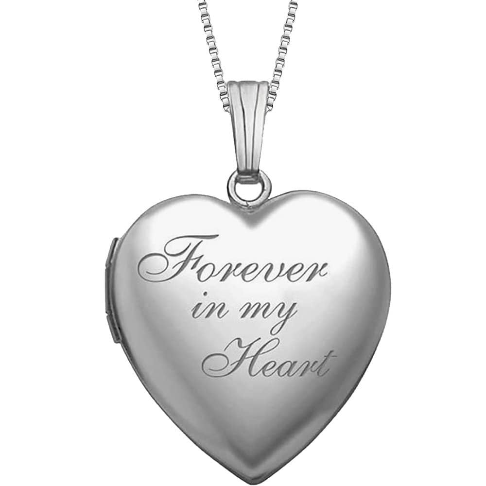 Minimalist Heart-Shaped Stainless Steel Pendant Necklace with Engraving and Openable Photo Frame, Silver Plated Titanium Steel Charm