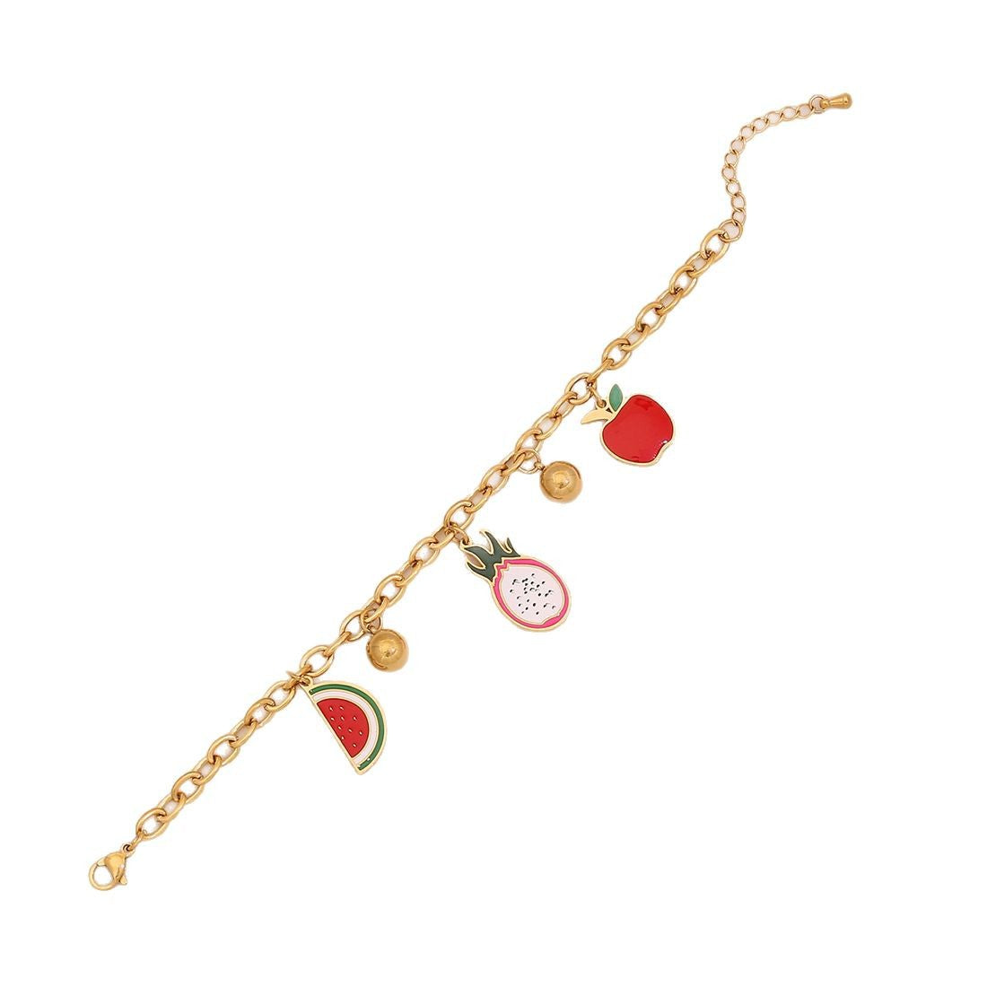 Collana con Ciondolo a Forma di Frutta per Donna, Catena in Acciaio Inossidabile con Charms Mela e Anguria, Finitura Placcata