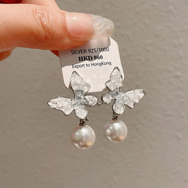 Chic Vintage Pearl Stud Earrings with Floral Bow Leaf Diamond Drop Geometric and Animal Motifs in Steel Posts