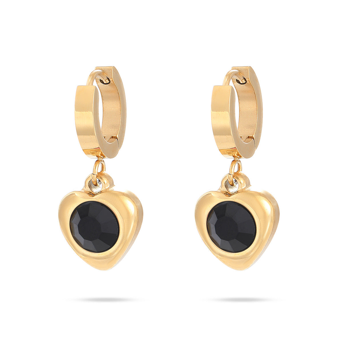 Fashion Geometric Heart 18K Gold Plated Stainless Steel Earrings for Women