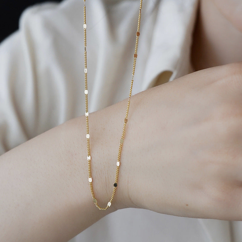Minimalist Geometric Titanium Steel Pendant Necklace with Plated Finish for Women, Delicate Clavicle Chain for Layering