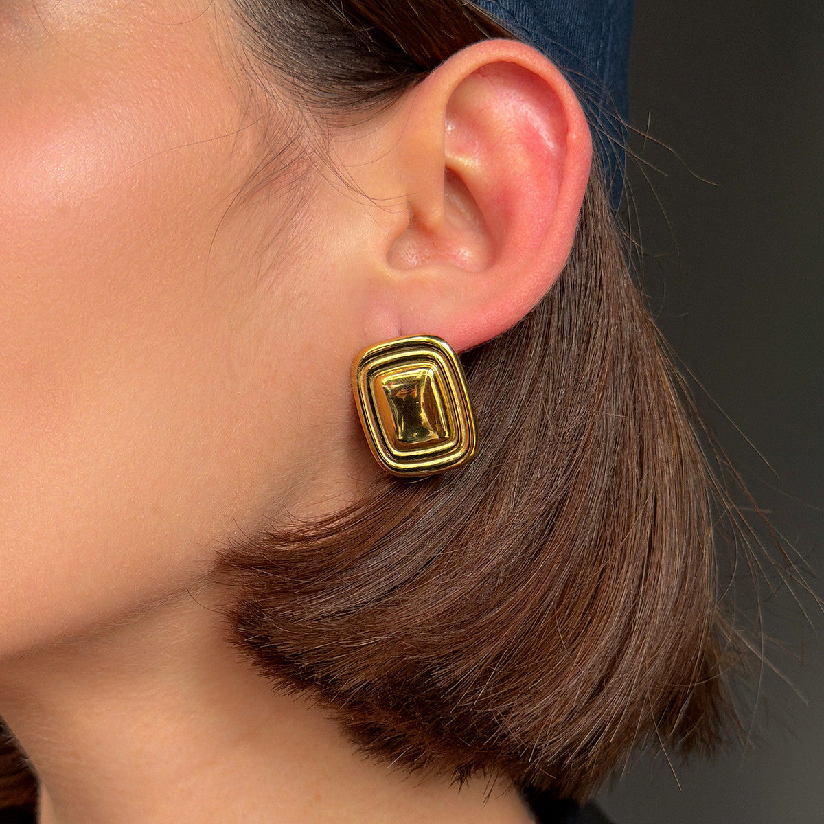 Minimalist Elegant Square Geometric 18K Gold Plated Stainless Steel Earrings for Women