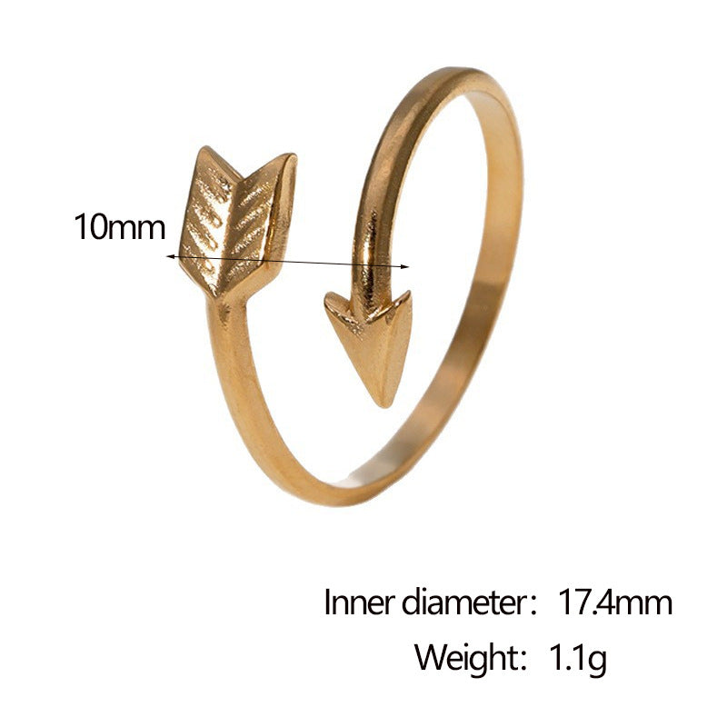 Minimalist 18K Gold Plated Geometric Arrow Open Ring Stainless Steel