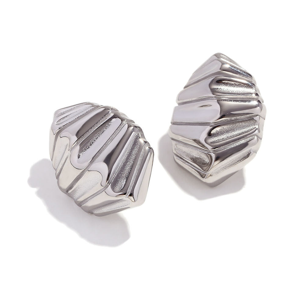 Minimalist Irregular Geometric Stainless Steel Ear Studs with 18K Gold Plating for Women