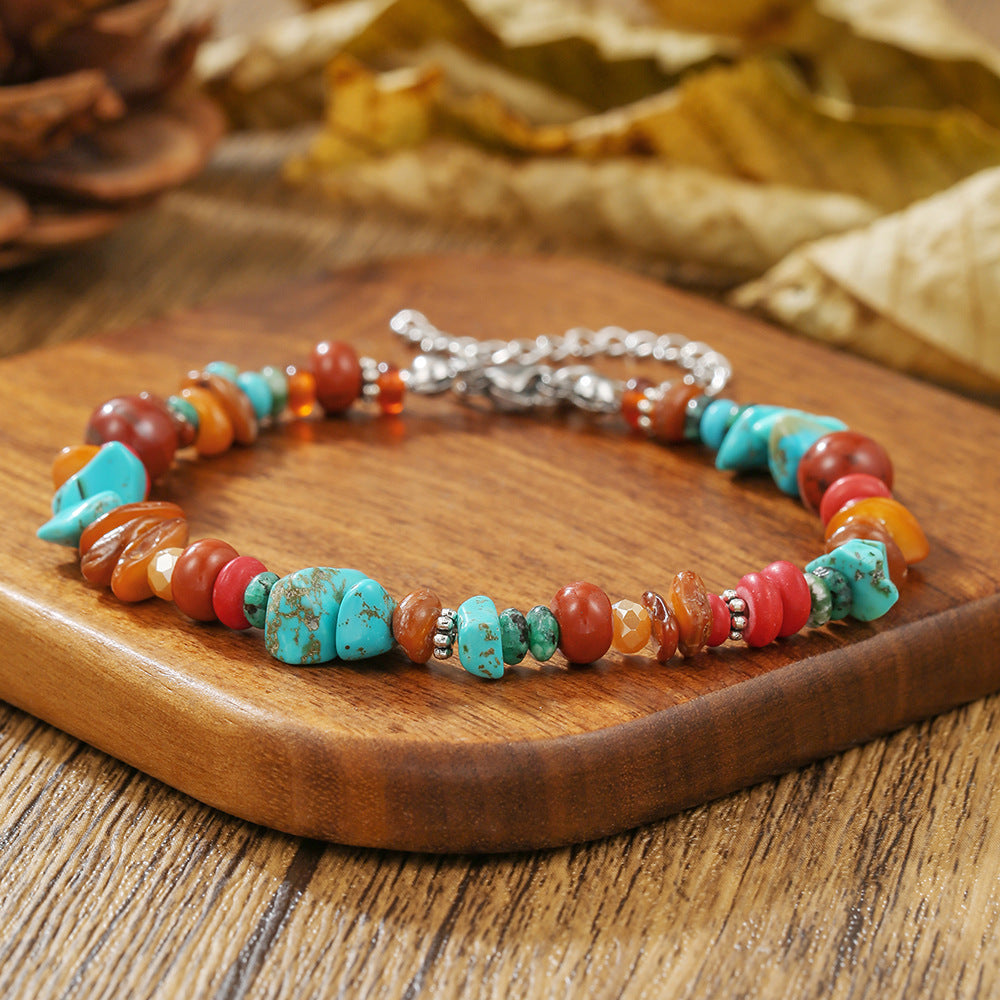 Handmade Geometric Round Irregular Turquoise Bracelet Unisex