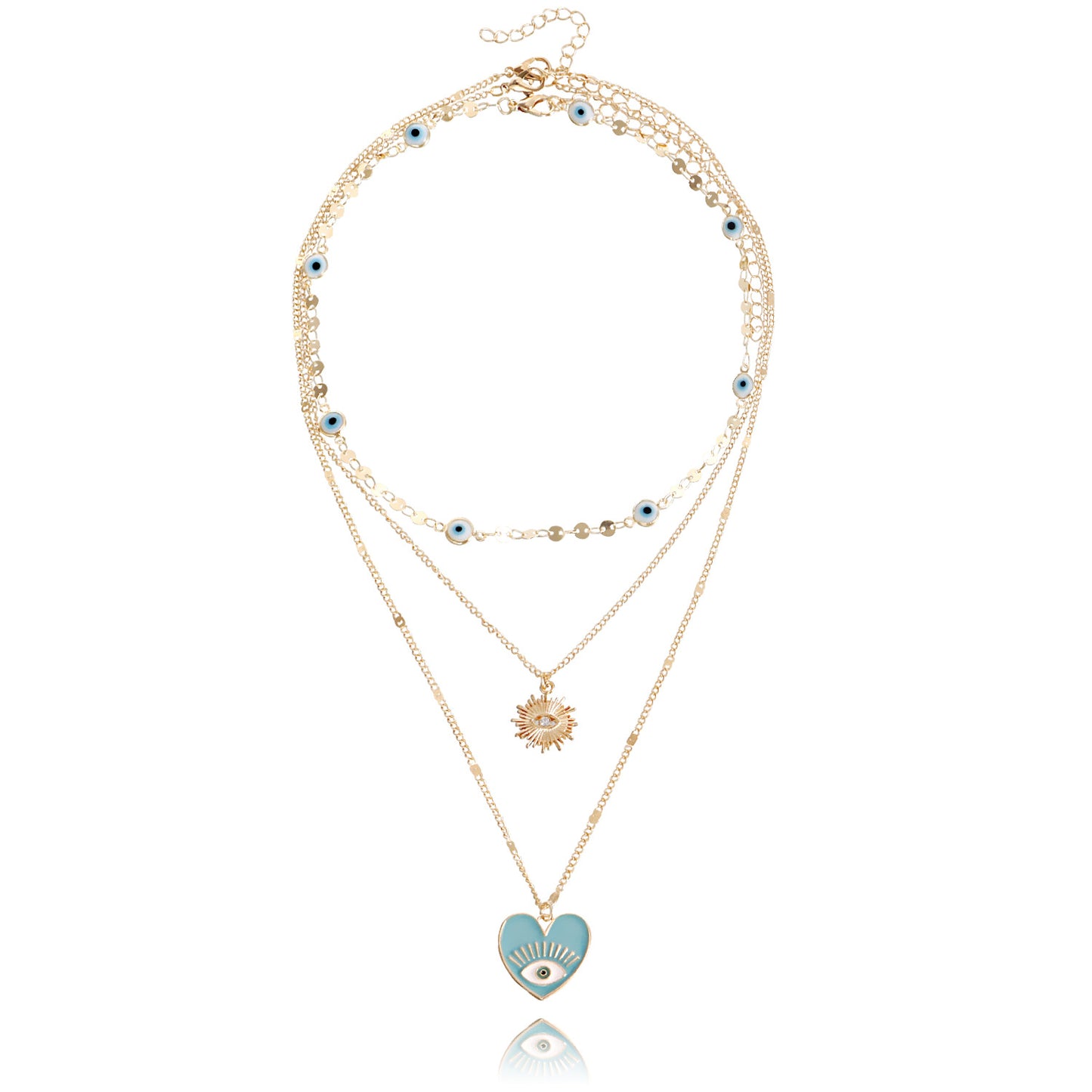 Minimalist Evil Eye Pendant Necklace for Women with Geometric Alloy Design and Plated Finish