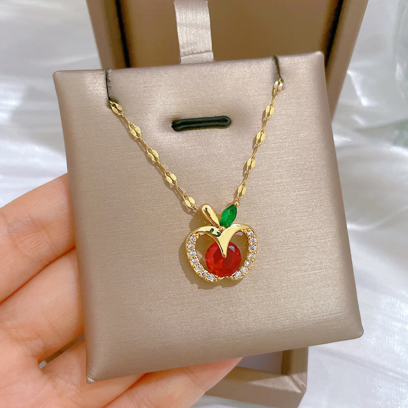Collana con ciondolo geometrico di lusso con strass da donna e uomo, catena in acciaio inossidabile, stile naturale