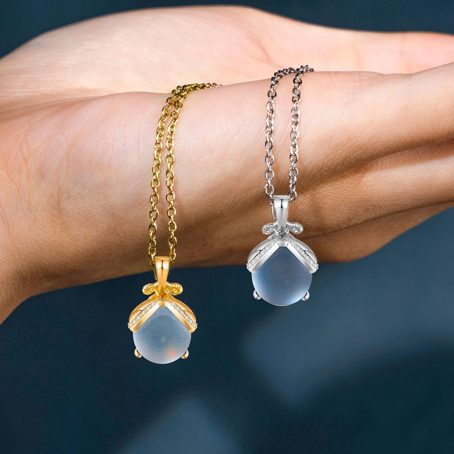 Luxury Plated Stainless Steel Curb Chain Necklace with Brass Firefly Pendant and Moonstone Inlay for Women