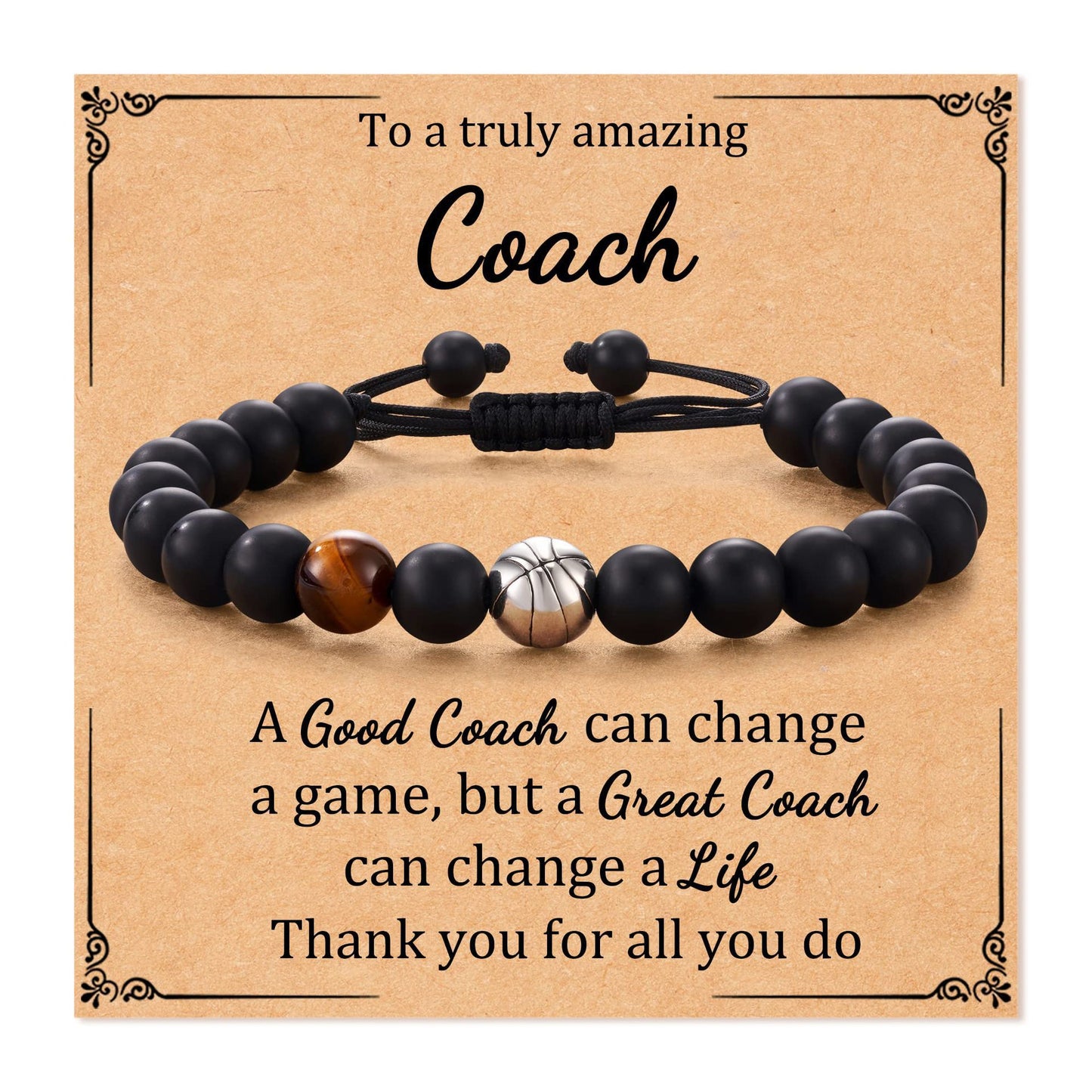 Sporty Matte Geometric Tiger Eye Agate Beaded Bracelet for Men Women