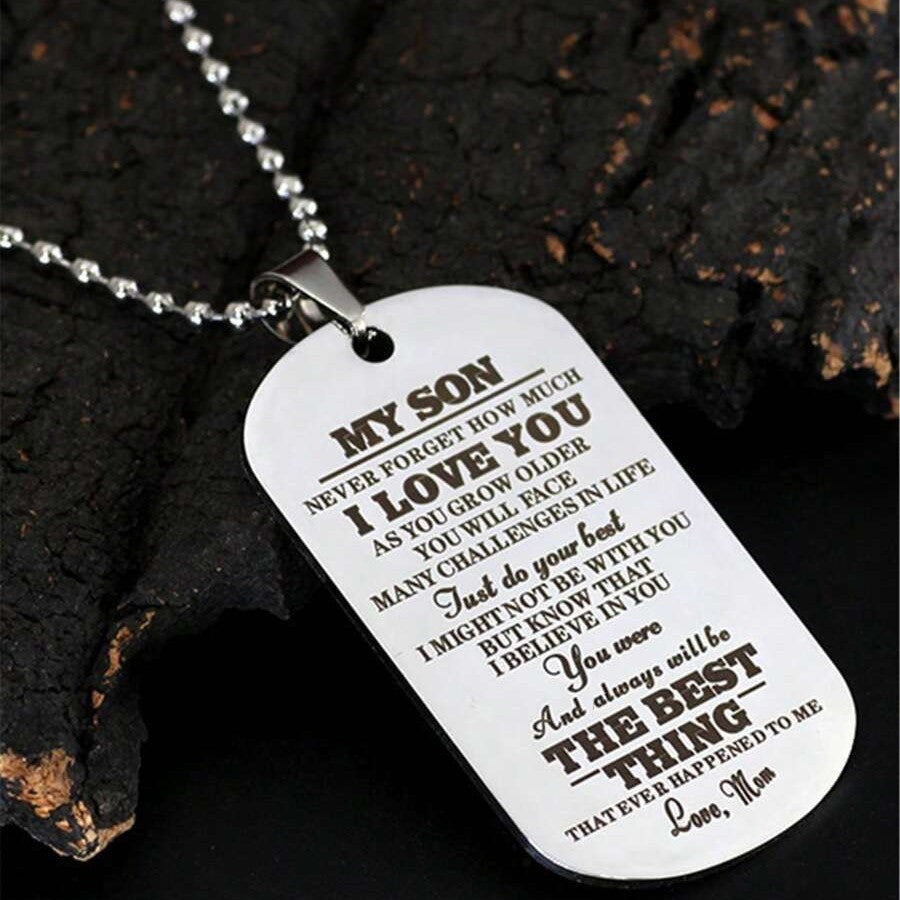 Minimalist Geometric Stainless Steel Dog Tag Pendant Necklace with Polished Finish for Unisex Daily Wear
