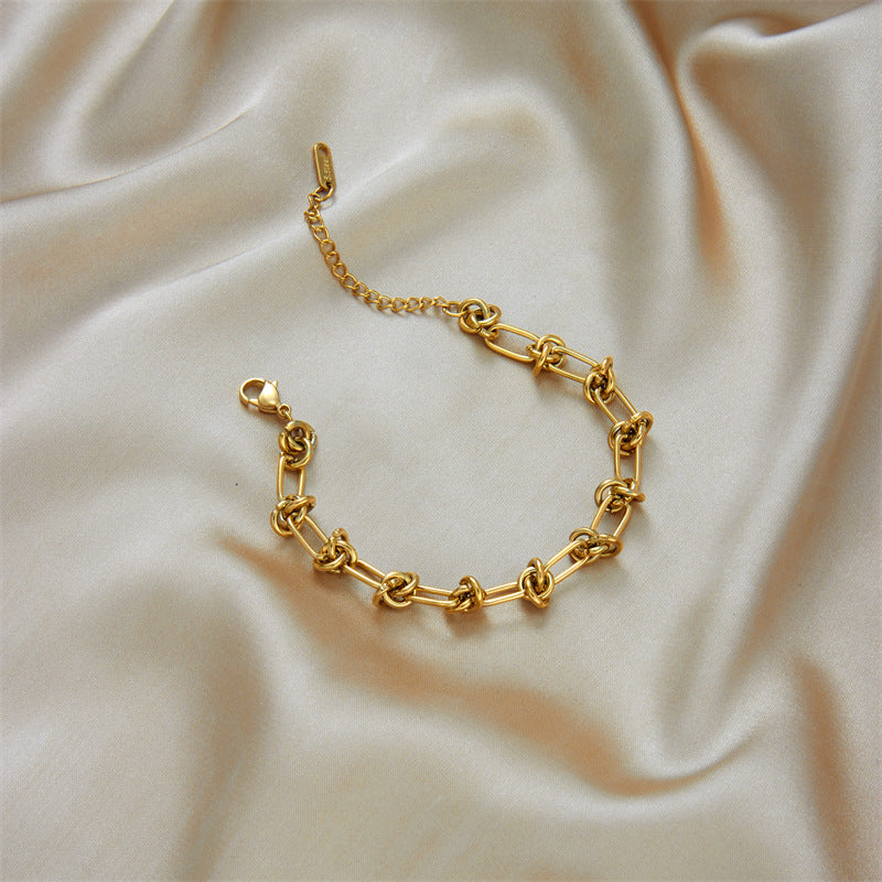 Collana e braccialetto unisex in acciaio al titanio placcato in stile punk con catena robusta