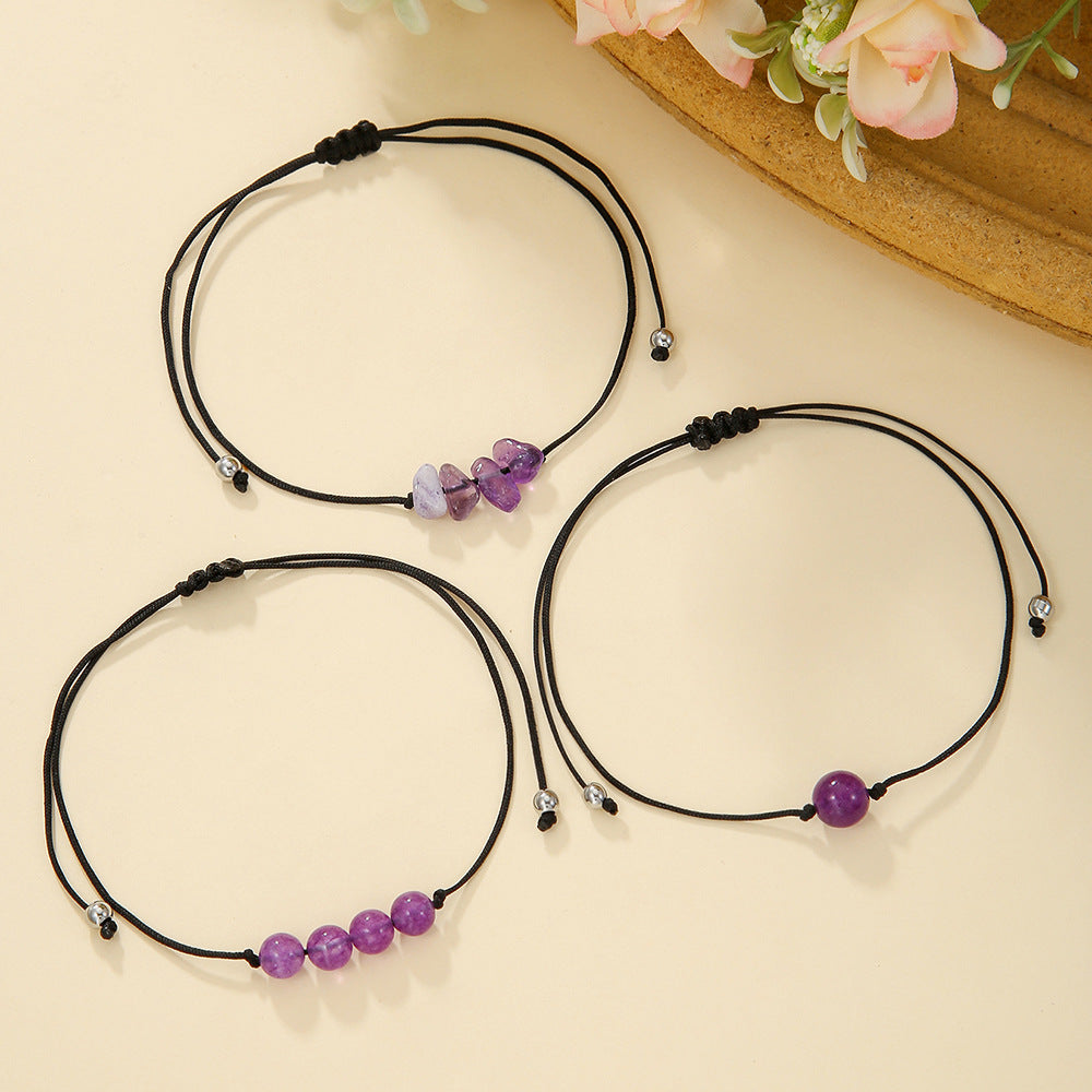 Handmade Turquoise Amethyst Beaded Bracelet Set