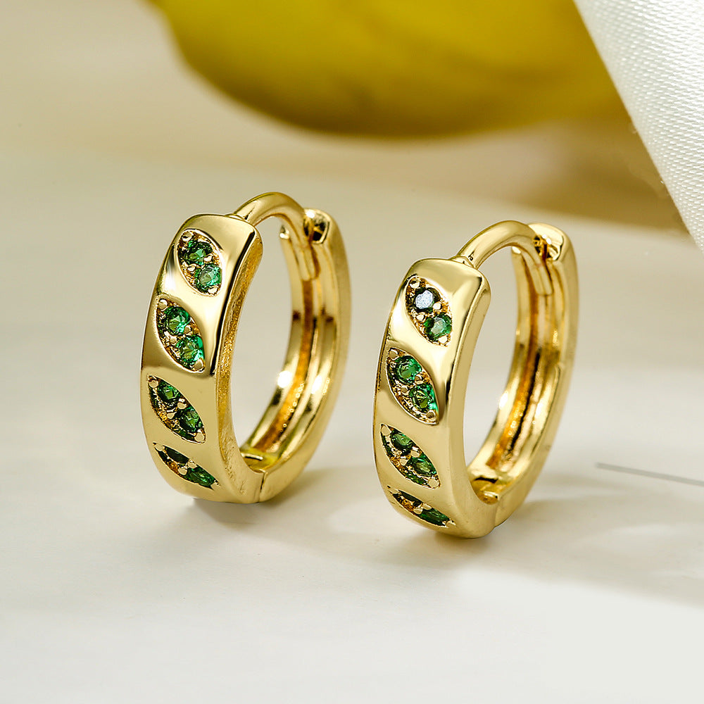 Minimalist Geometric Copper Hoop Earrings with Gold Plating and Micro-Pave Zirconia for Women